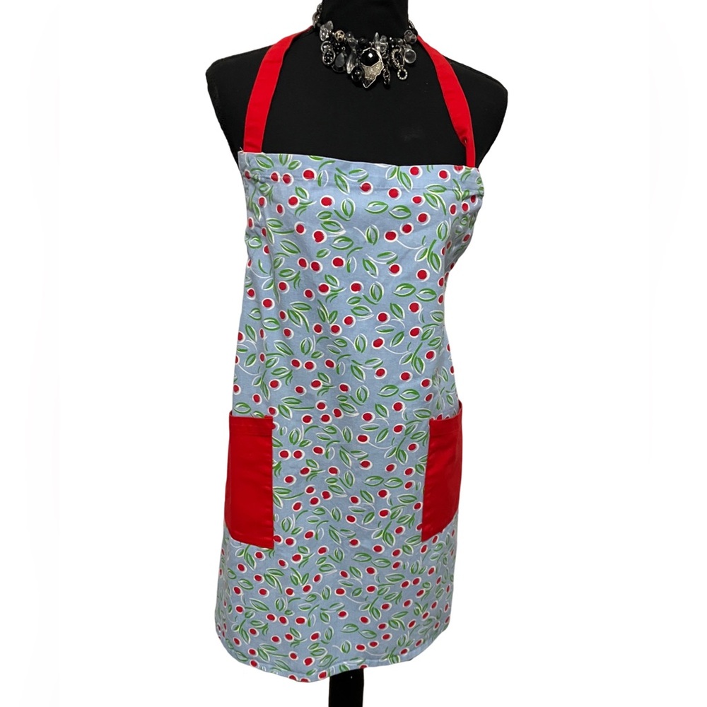 Floral Apron with Red Accents